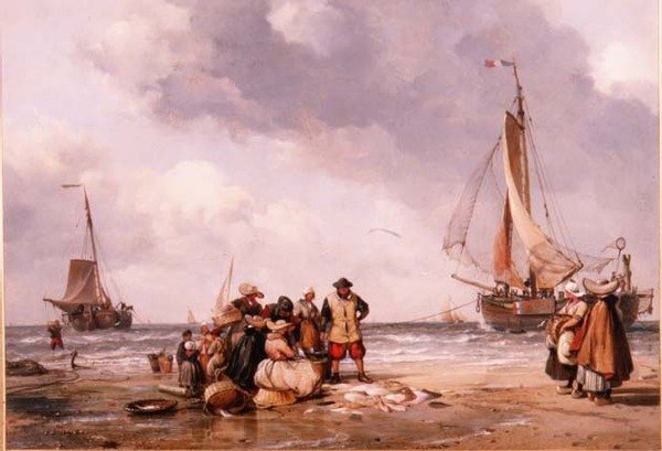 Kalastajat laskevat saalista tekijältä Edward William Cooke
