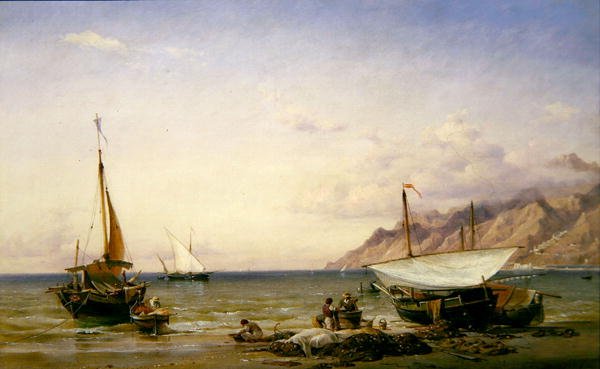 Kalastajat ylläpitävät verkkojaan tekijältä Edward William Cooke