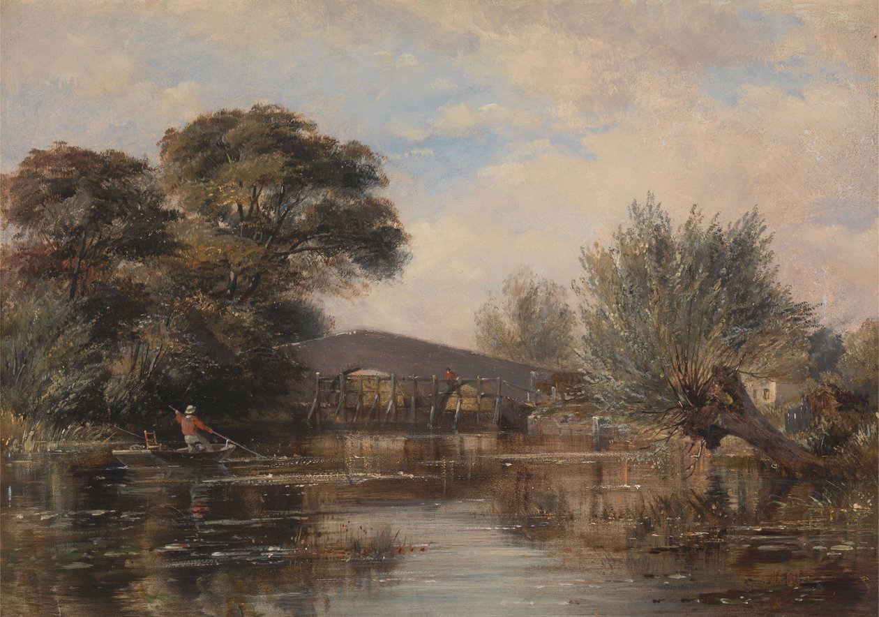 Godstow Bridge lähellä Oxfordia tekijältä Edward William Cooke