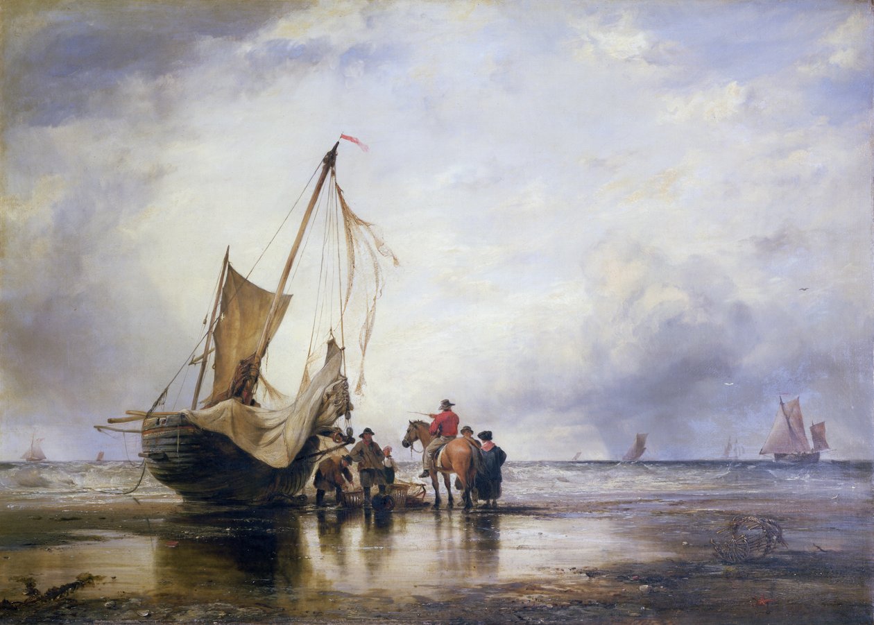 Hog Boat on the Sands, Brighton tekijältä Edward William Cooke