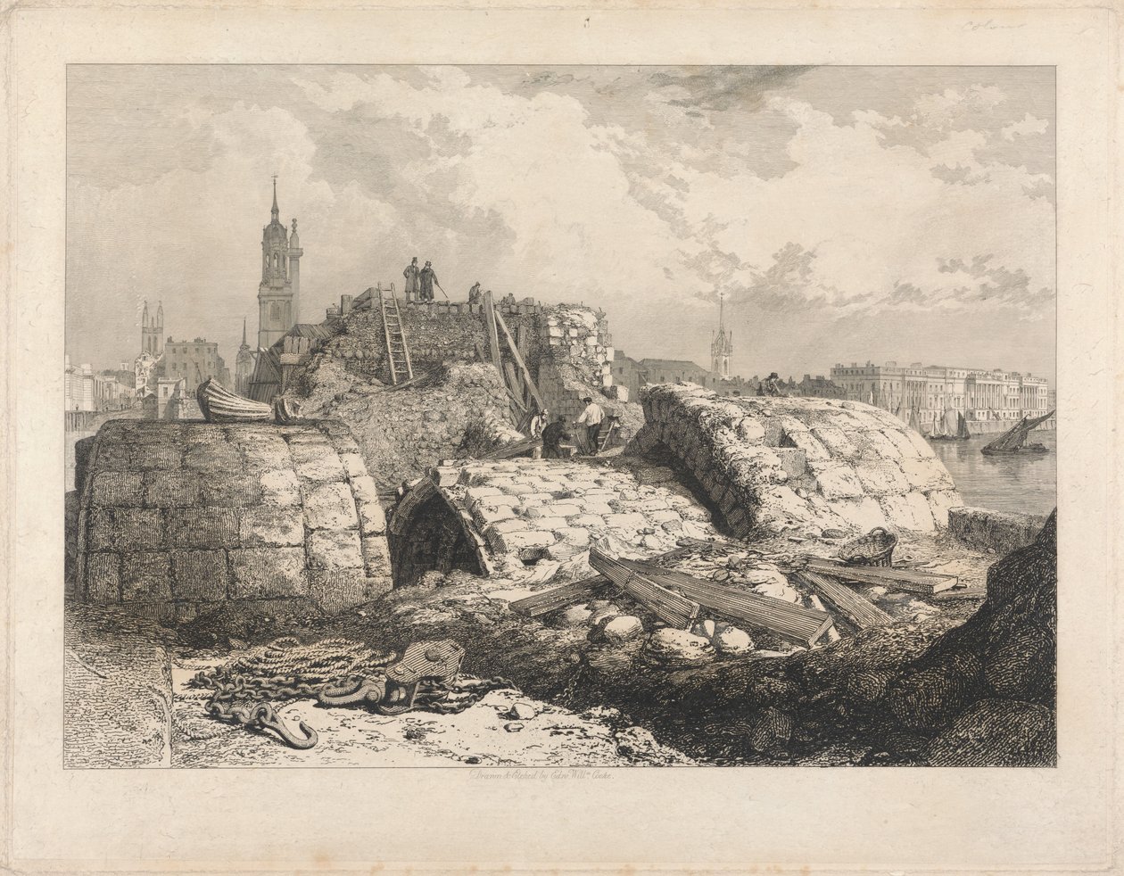 London Bridge - purkaminen tekijältä Edward William Cooke