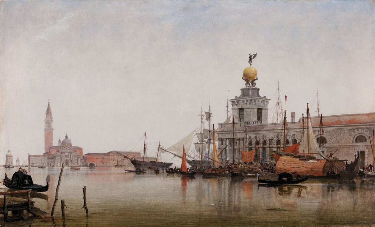 Dogana di Mare San Giorgio Maggiore Beyondin kanssa, 1863 tekijältä Edward William Cooke