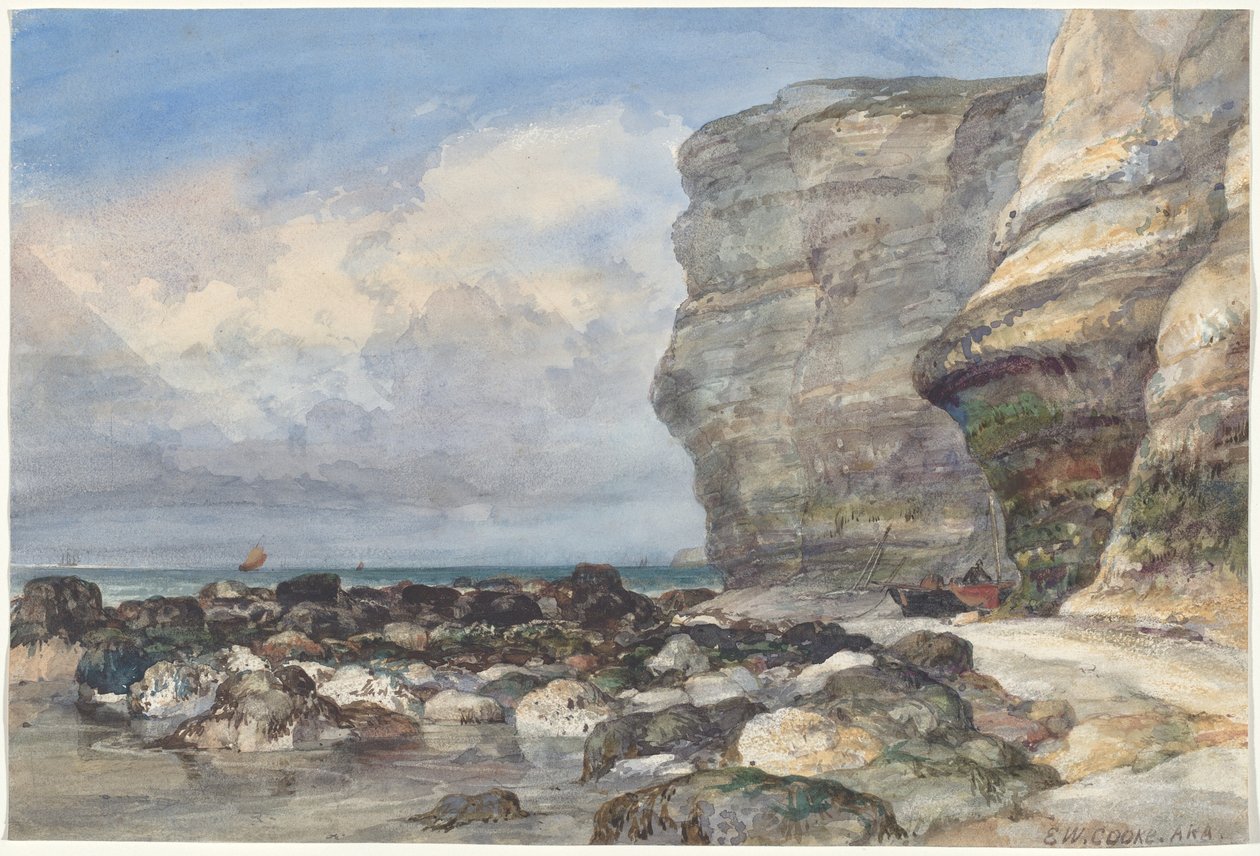 Rocky Beach ja Cliffs Fécampissa tekijältä Edward William Cooke
