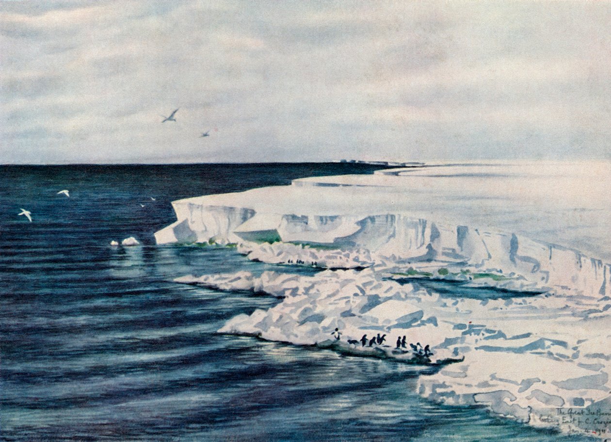 Suuri jäävalli, katsoen itään Cape Crozierista, 4. tammikuuta 1911, 1913 tekijältä Charles Edward Wilson