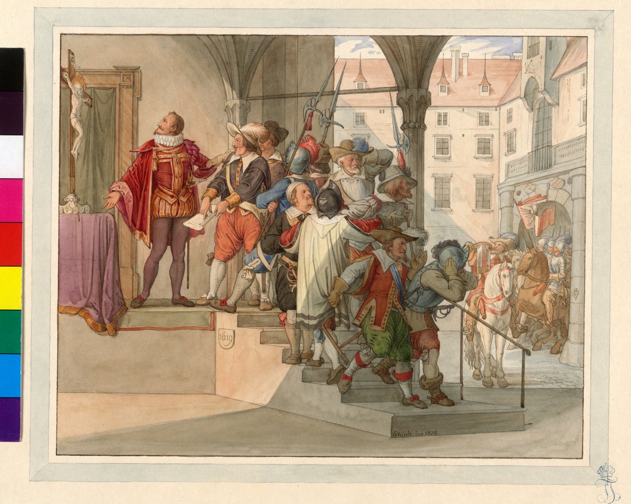 Itävallan protestanttien valtuuskunta seisoo keisari Ferdinand II:n edessä. 1619 (Sturm-vetoomus) tekijältä Edward von Steinle