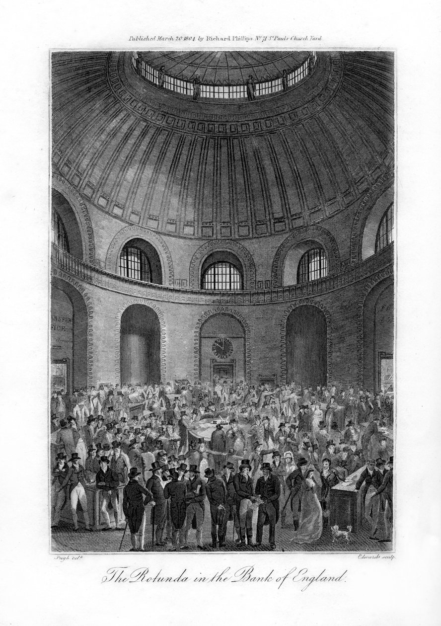 Rotunda Englannin keskuspankissa Lontoossa, 1804. tekijältä Edwards