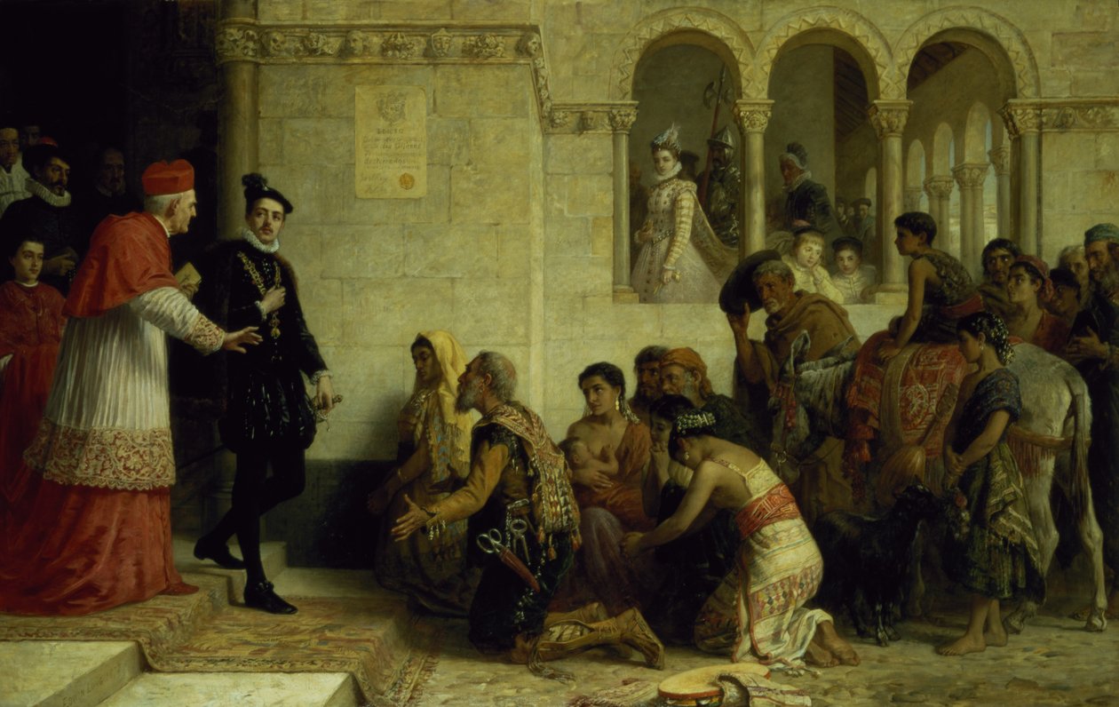 Pyytäjät. Mustalaisten karkottaminen Espanjasta, 1872. tekijältä Edwin Longsden Long