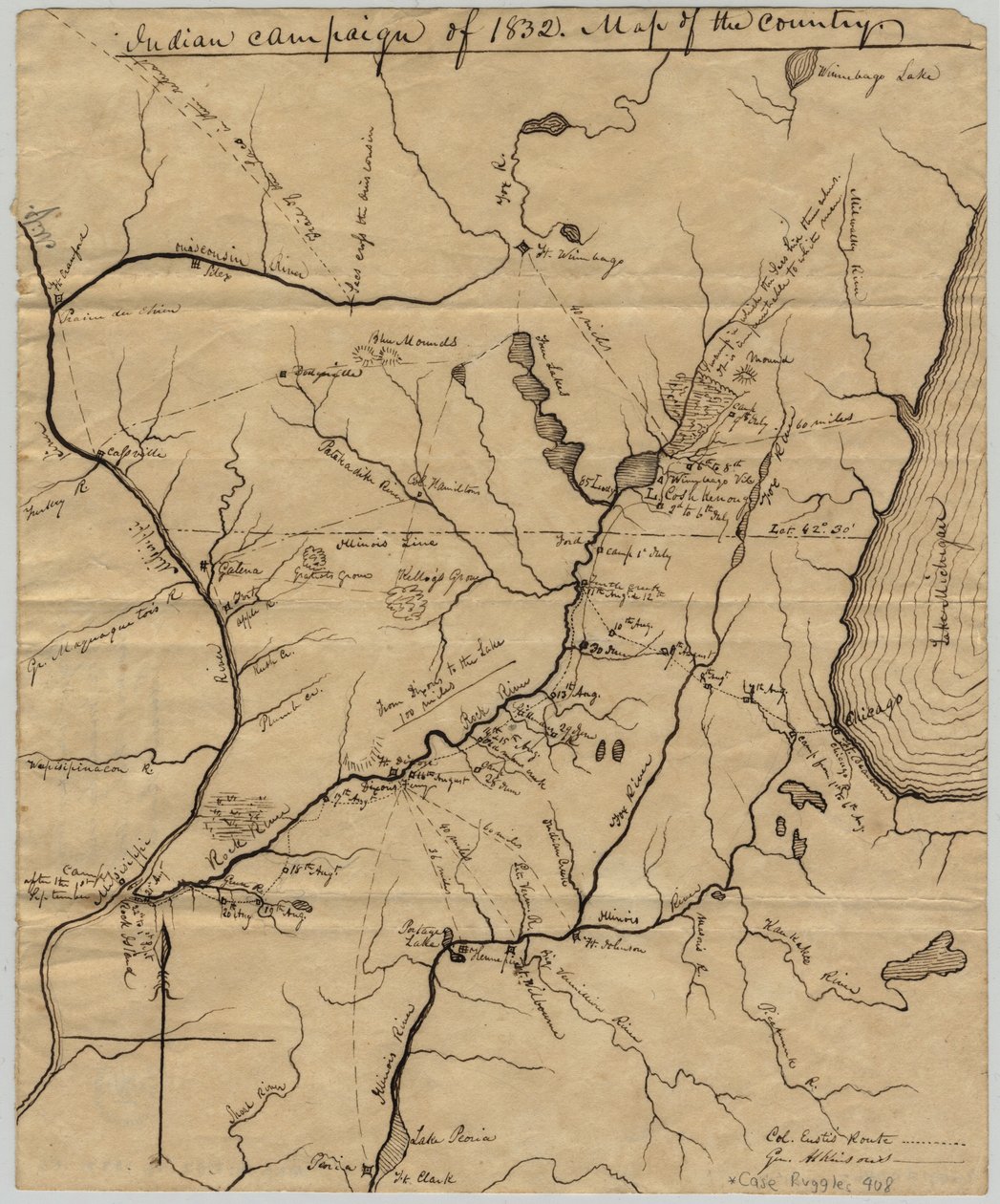 Intian kampanja 1832: Maan kartta, 1832 tekijältä Edwin Rose