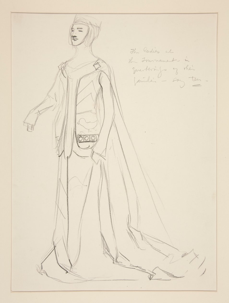 Nainen, pukupiirros Henry Irvingille tekijältä Edwin Austin Abbey