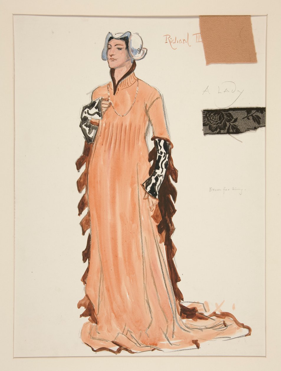 Nainen, pukupiirros Henry Irvingille tekijältä Edwin Austin Abbey