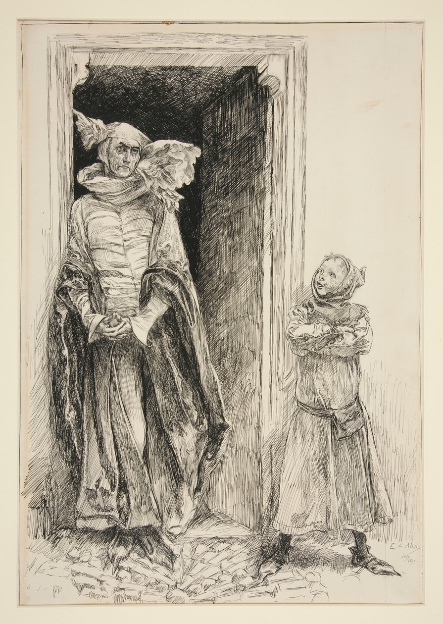 Armando ja Mouth, näytös III, kohtaus i, Rakkaus tekijältä Edwin Austin Abbey