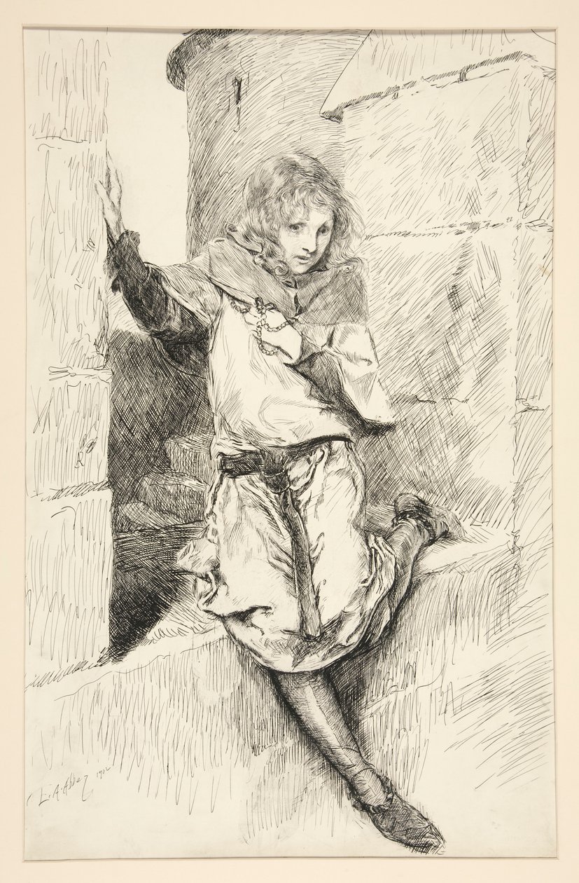 Arthur - IV näytös, kohtaus III, kuningas John tekijältä Edwin Austin Abbey