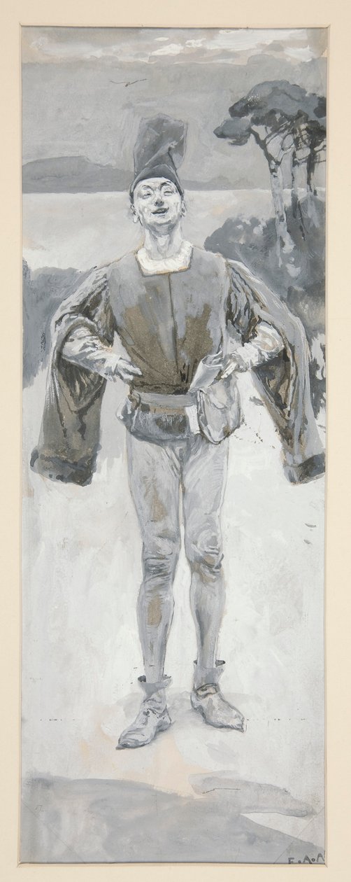 Autolycus, kuvitus Shakespearea kuvaavalle balladille ja balladimusiikkiin tekijältä Edwin Austin Abbey