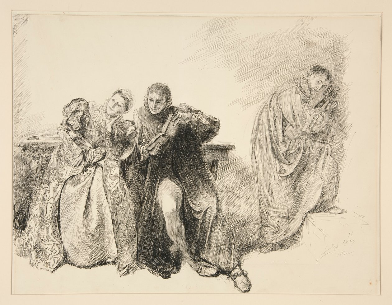 Bianca ja Lucentio, III näytöksestä, kohtaus i, Shrew:n kesyttäminen tekijältä Edwin Austin Abbey