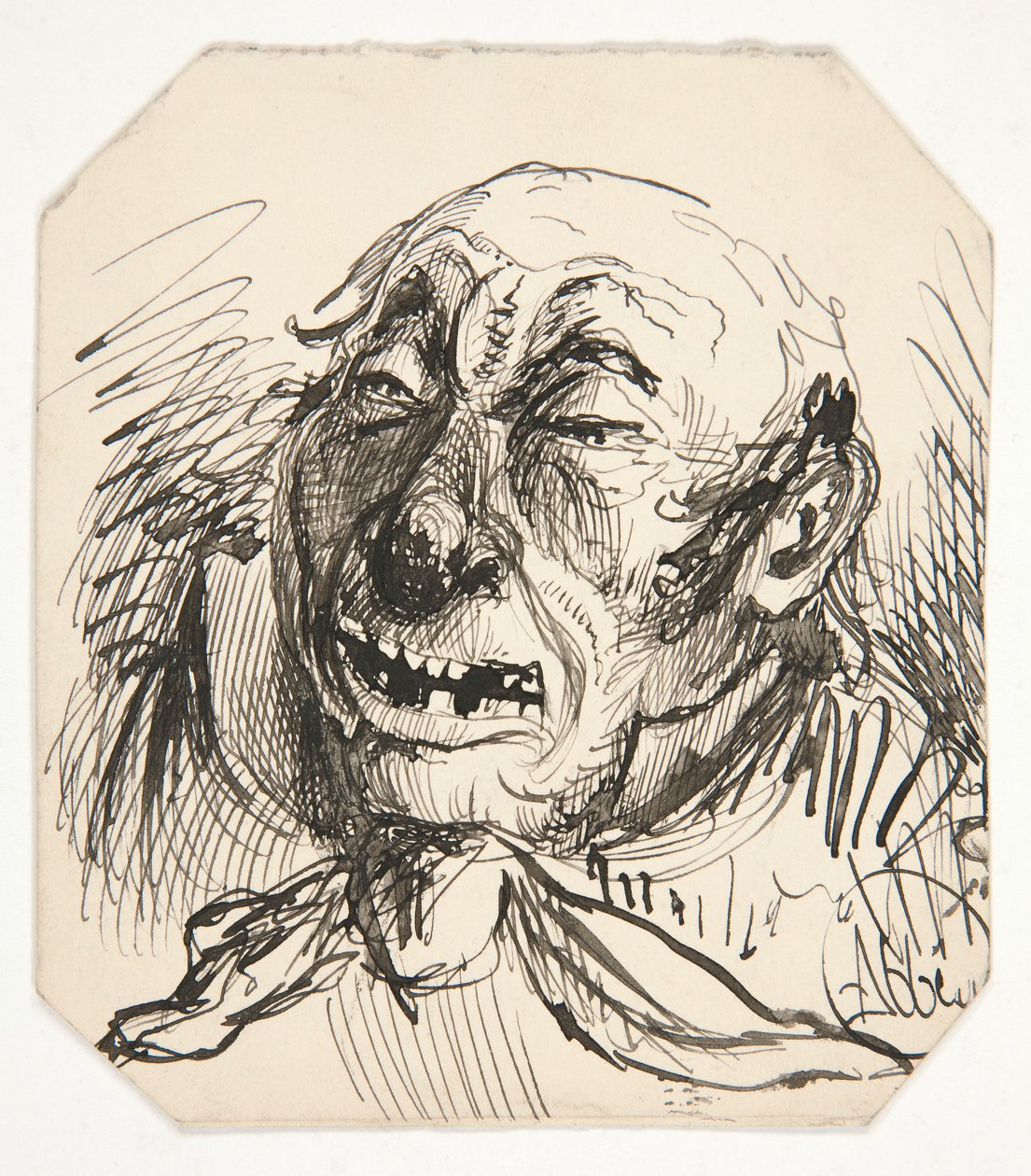 Karikatyyri kaljuuntuvasta miehestä tekijältä Edwin Austin Abbey