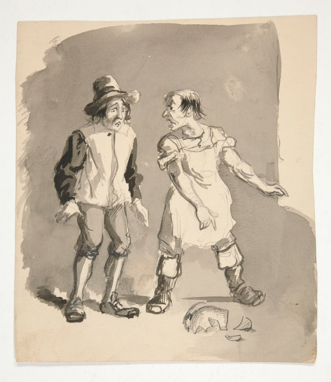 Sarjakuva kahdesta miehestä ja rikkoutuneesta ruukusta tekijältä Edwin Austin Abbey