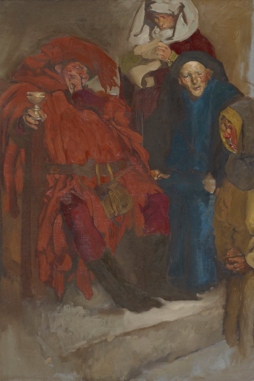 Sävellystutkimus, mahdollisesti Windsorin iloisille vaimoille tekijältä Edwin Austin Abbey