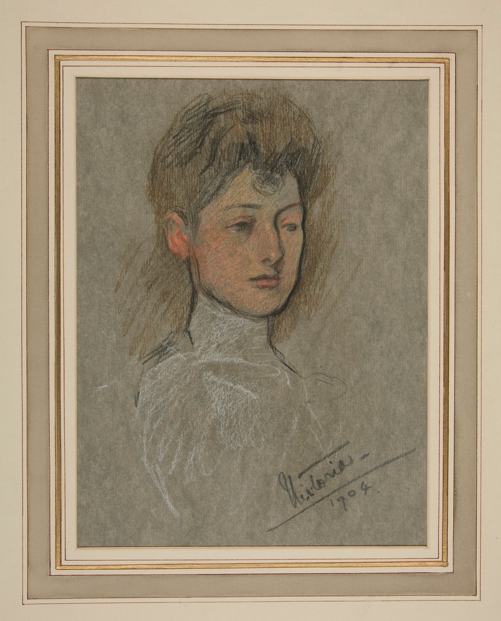 Edward VII:n kruunaus muotokuva: Prinsessa Victoria Alexandra Olga Mary tekijältä Edwin Austin Abbey