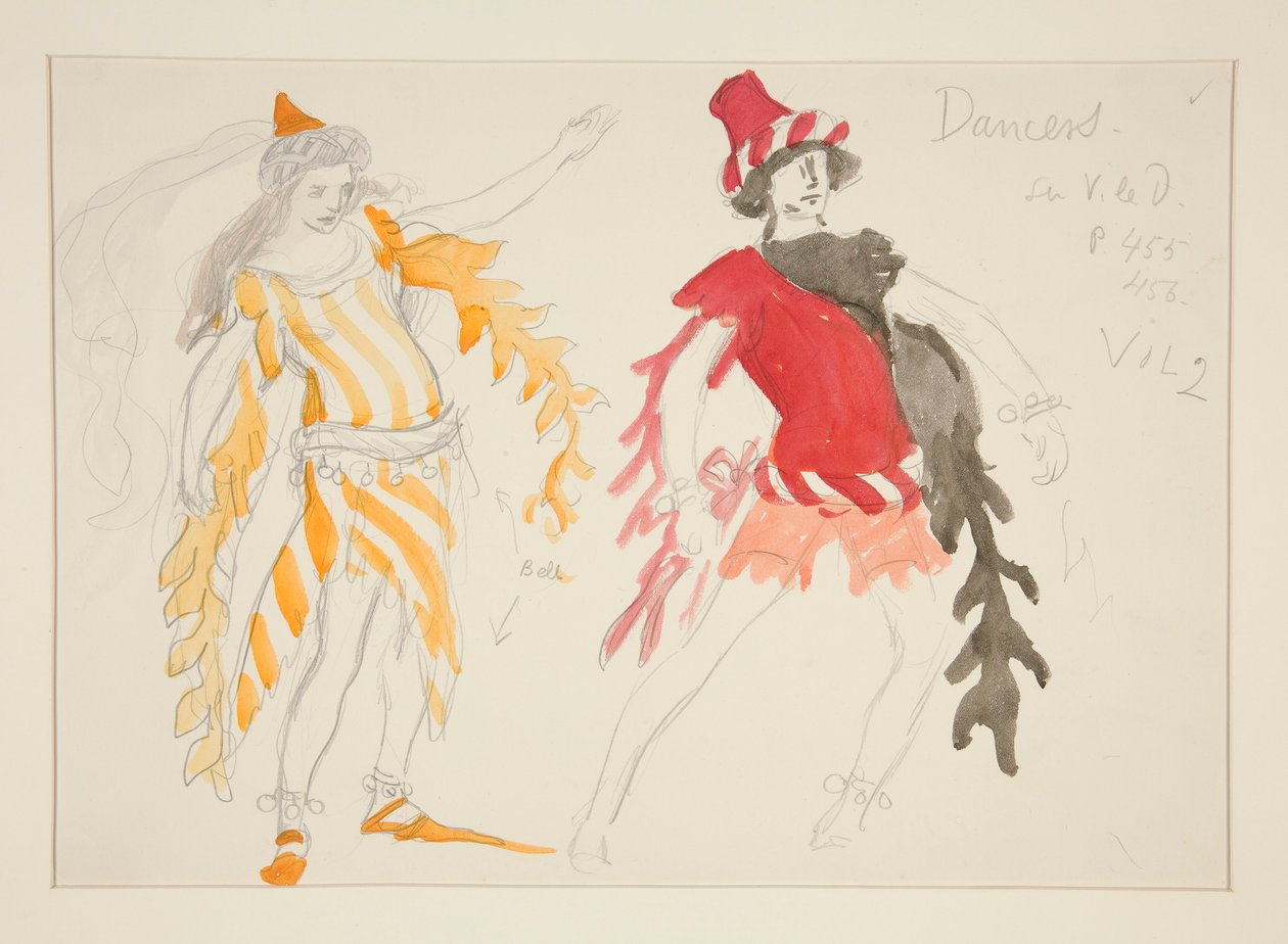 Tanssijat, pukupiirros Henry Irvingille tekijältä Edwin Austin Abbey