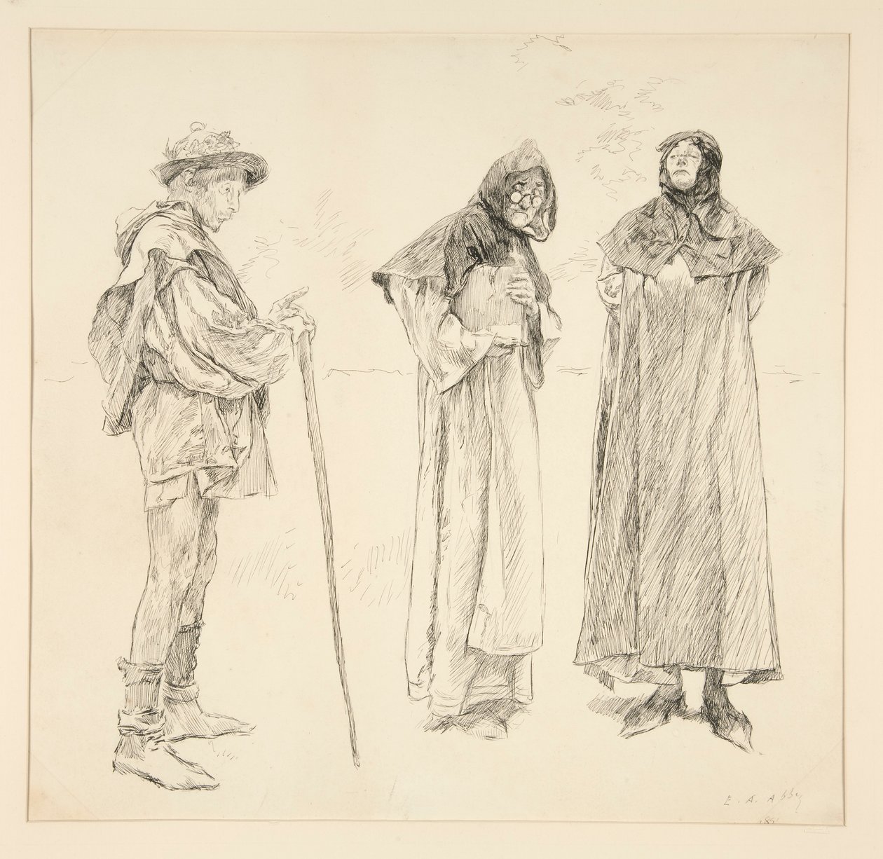 Dull, Sir Nathaniel, Holofernes, näytöksestä IV, kohtaus ii, Rakkaus tekijältä Edwin Austin Abbey