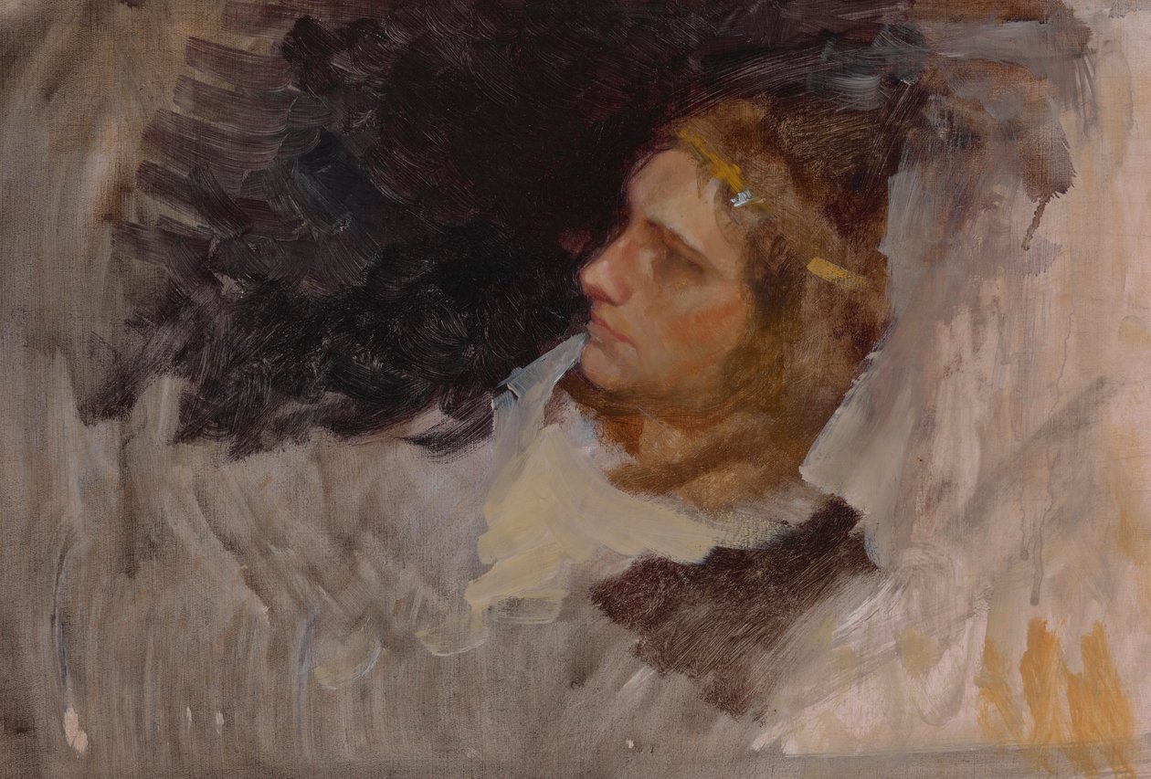 Hamletin hahmotutkimus, näytelmäkohtaus, Hamlet, näytös III, kohtaus II tekijältä Edwin Austin Abbey