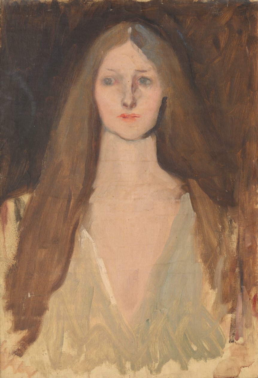 Ophelian hahmotutkimus Hamletin näytelmäkohtauksesta, näytös III, kohtaus II tekijältä Edwin Austin Abbey