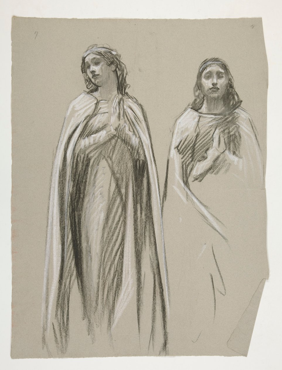 Figuuritutkimuksia kultaiseen puuhun(?), The Quest of the Holy Graalista (15 maalauksen sarja Bostonin yleiselle kirjastolle, valmistui vuonna 1901) tekijältä Edwin Austin Abbey