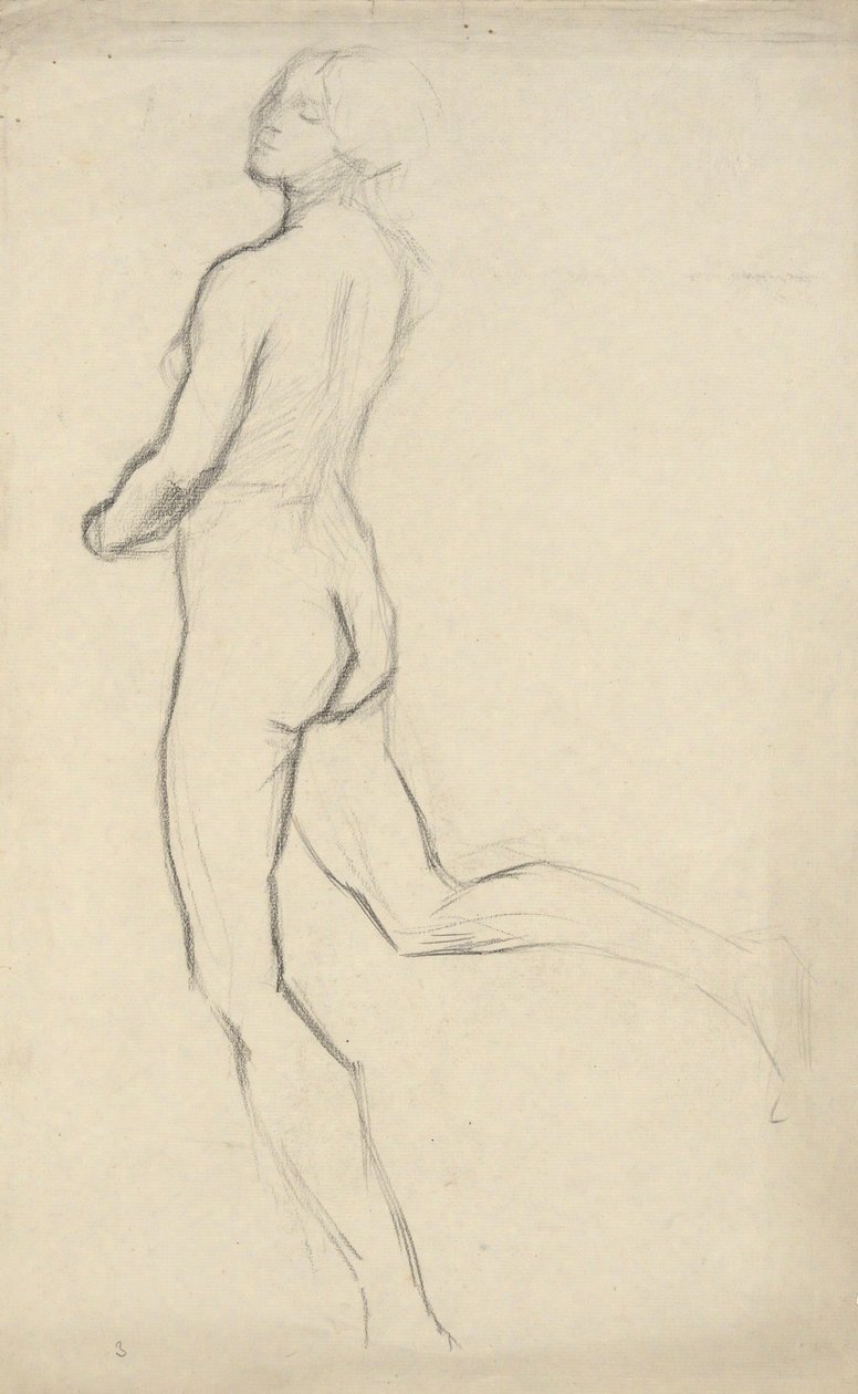 Figuuritutkimus The Hoursista (15.00) - seinämaalaus State Capitol -rakennuksessa Harrisburgissa, Pennsylvaniassa, 1902-1911 (valmistaja John Singer Sargent) tekijältä Edwin Austin Abbey