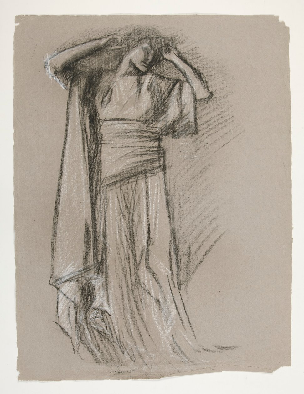 Figuuritutkimus Neitsytlinnalle(?), The Quest of the Holy Graal (15 maalauksen sarja Bostonin yleiselle kirjastolle, valmistui vuonna 1901) tekijältä Edwin Austin Abbey