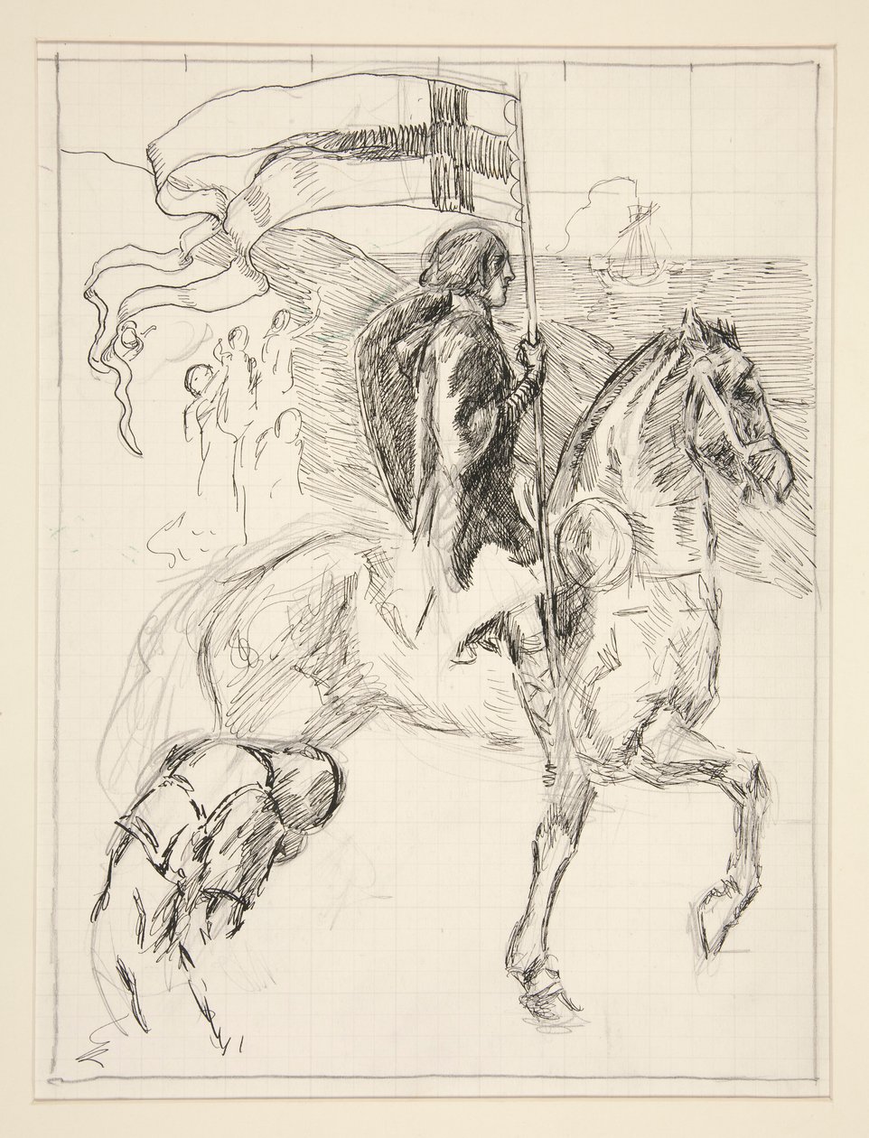 Galahad lähtee, tutkielma The Quest of the Holy Grail (15 maalauksen sarja Bostonin yleiselle kirjastolle, valmistui vuonna 1901) tekijältä Edwin Austin Abbey