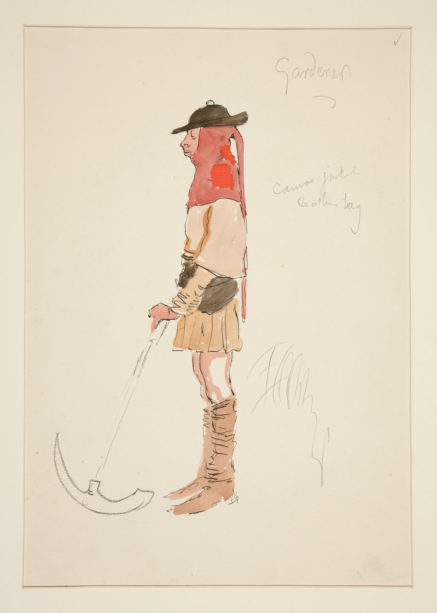 Puutarhuri, pukupiirros Henry Irvingille tekijältä Edwin Austin Abbey