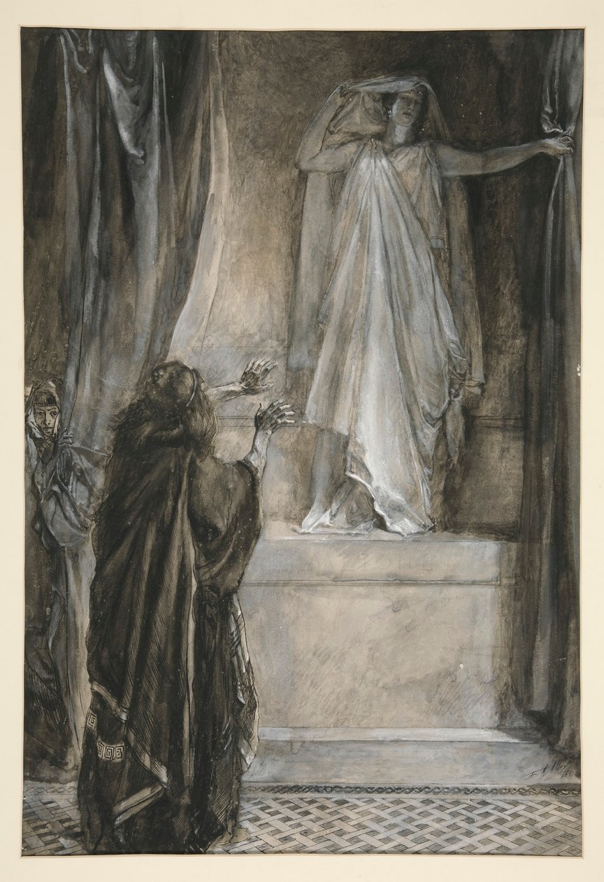 Hermione - V näytös, kohtaus III, Talvi tekijältä Edwin Austin Abbey