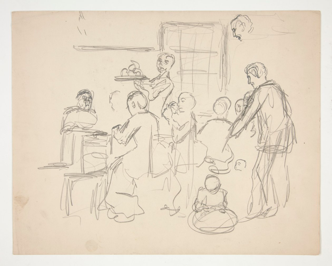 Ravintolan sisätila (?) - tunnistamaton kuva tekijältä Edwin Austin Abbey