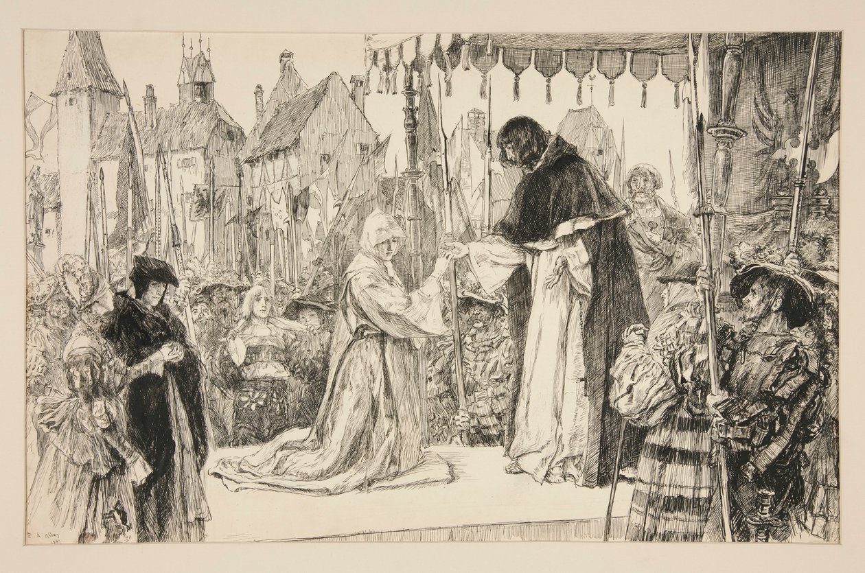 Isabella ja herttua - V näytös, kohtaus I, Mitta mittaan tekijältä Edwin Austin Abbey