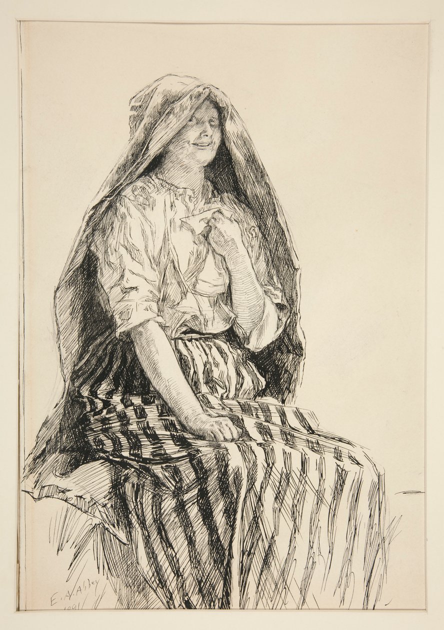 Jaquenetta, näytöksestä I, kohtaus ii, Rakkaus tekijältä Edwin Austin Abbey