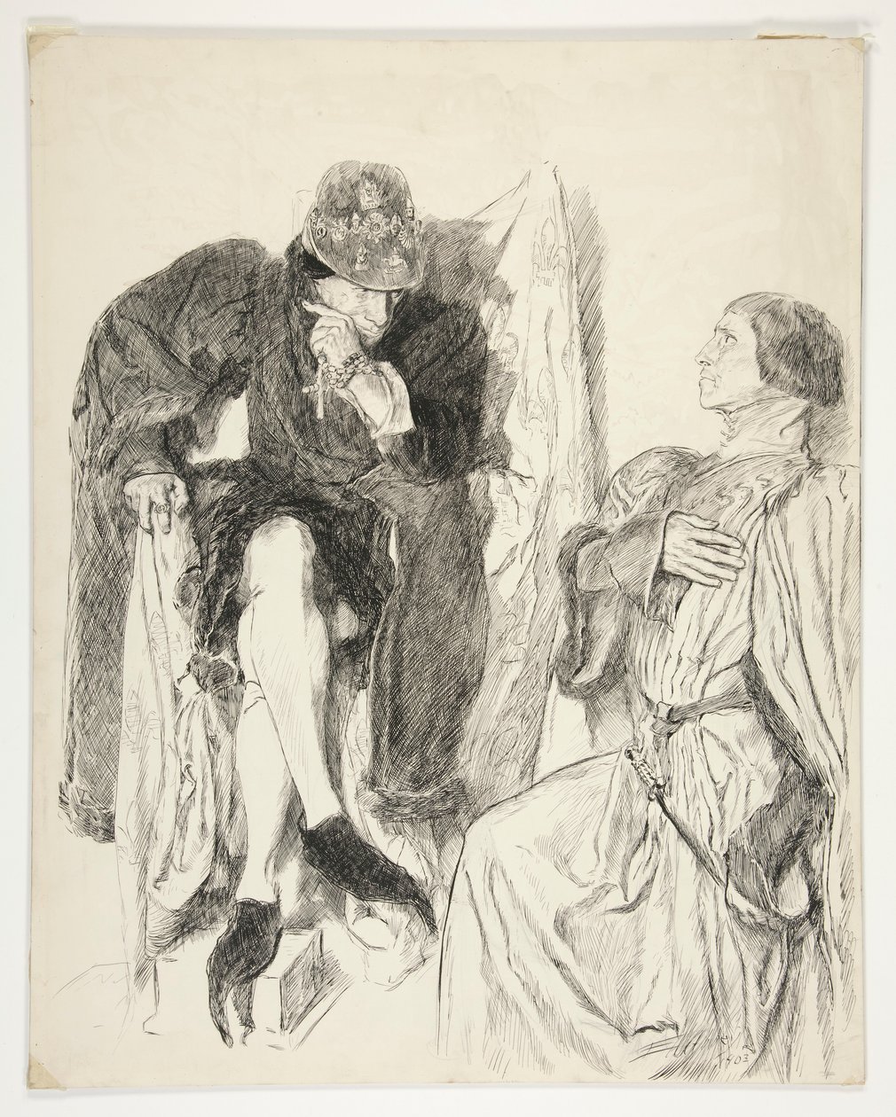Kuningas Ludvig XI – näytös III, kohtaus III, kuningas Henrik VI (osa III) tekijältä Edwin Austin Abbey