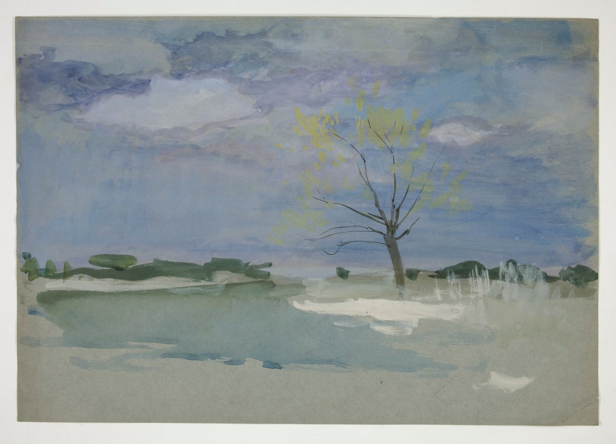 Maisema puun kanssa tekijältä Edwin Austin Abbey