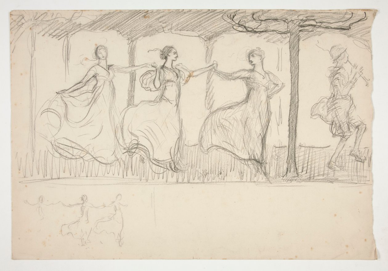 Línia de dones ballant - (il·lustració no identificada) finlandès tekijältä Edwin Austin Abbey