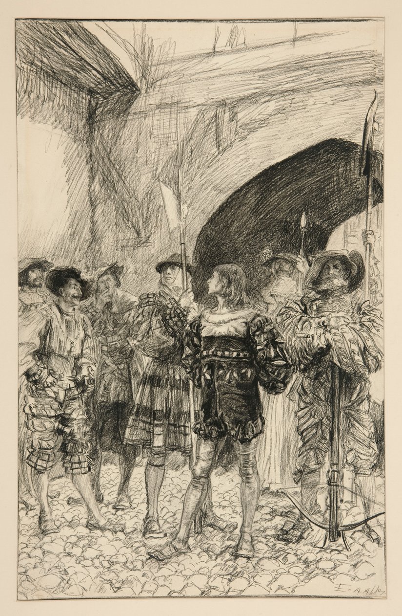 Lucio ja Claudio - näytös I, kohtaus iii, Mitta mittaa vastaan tekijältä Edwin Austin Abbey