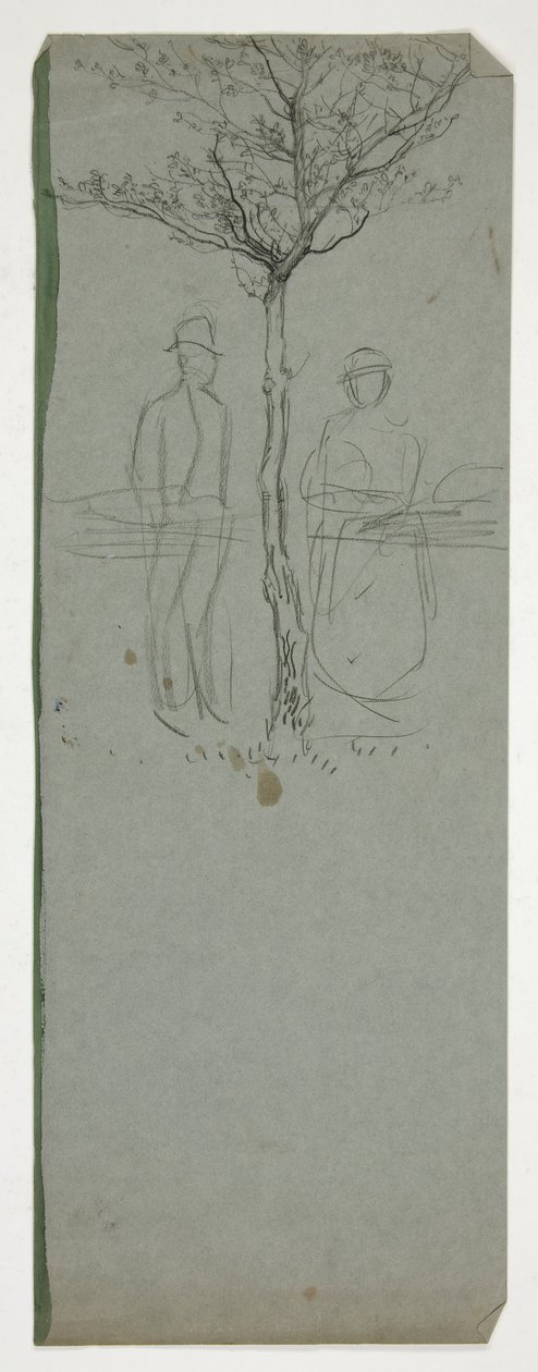 Mies ja nainen puun alla - (tunnistamaton kuva) tekijältä Edwin Austin Abbey