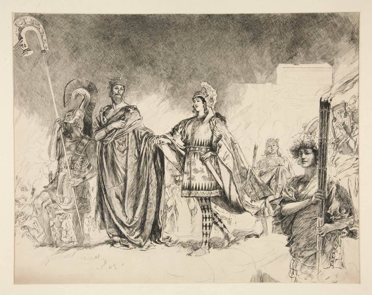 Theseuksen ja Hippolytan hääaamu (tutkimus .1036:lle) - Sisään Theseus, juhannusyöstä tekijältä Edwin Austin Abbey