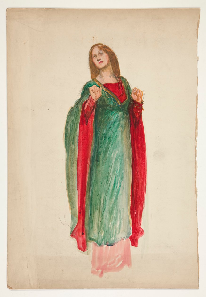 Keskiaikainen nainen, luonnos tuntemattomasta Shakespearen näytelmästä tekijältä Edwin Austin Abbey