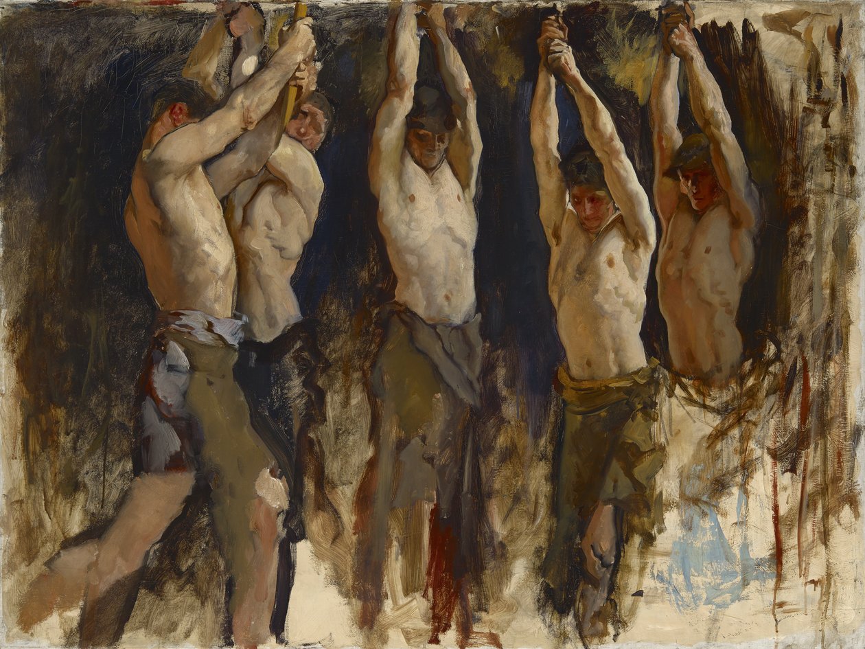 Miehiä alasin ääressä, tutkimus Vulcanin henkeä varten, noin 1904-8. tekijältä Edwin Austin Abbey