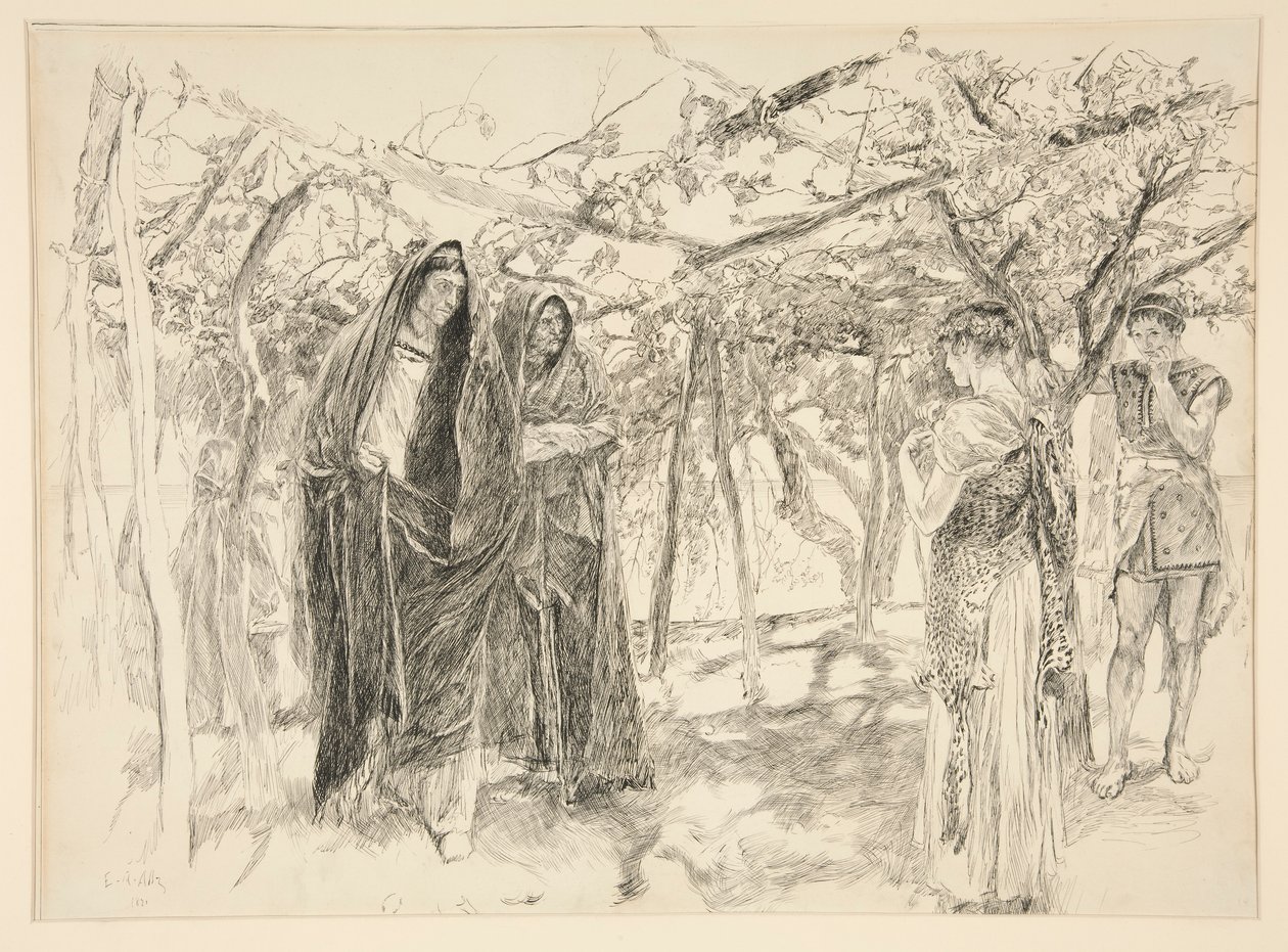 Polixenes ja Perdita - IV näytös, kohtaus III, Talvi tekijältä Edwin Austin Abbey
