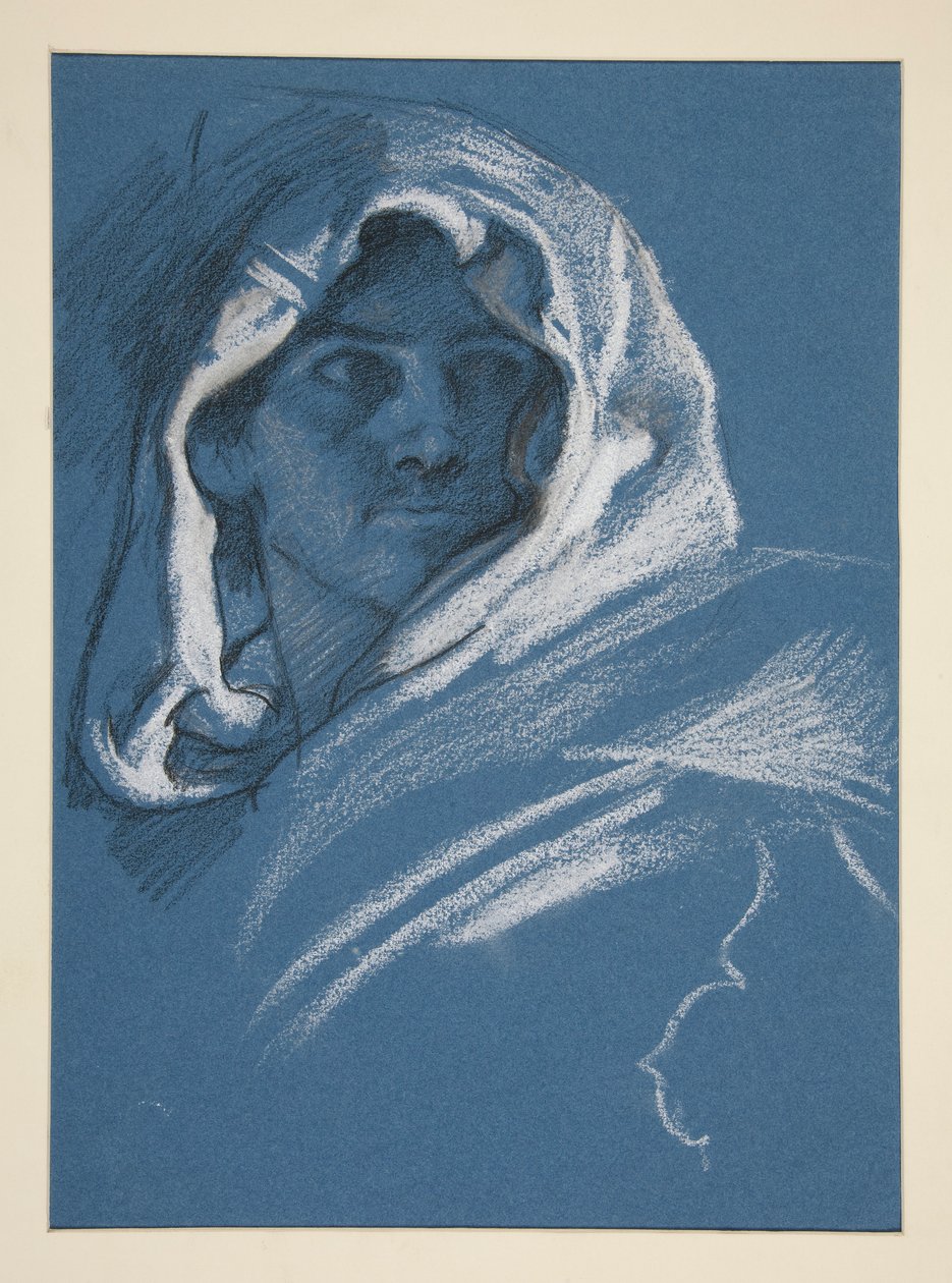 Muotokuva hupullinen nuori mies tekijältä Edwin Austin Abbey
