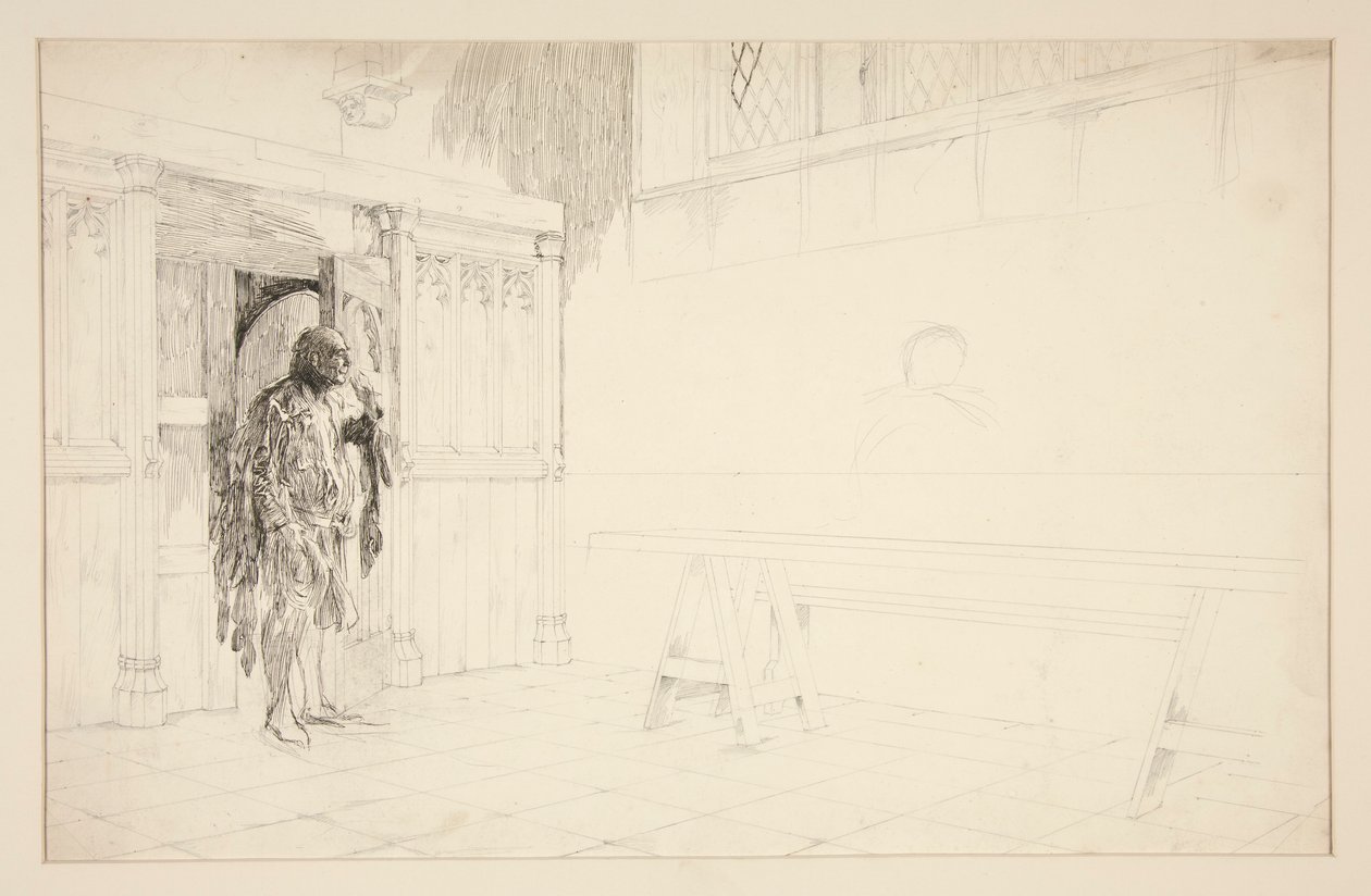 Alustava luonnos elokuvalle Merry Wives of Windsor tekijältä Edwin Austin Abbey