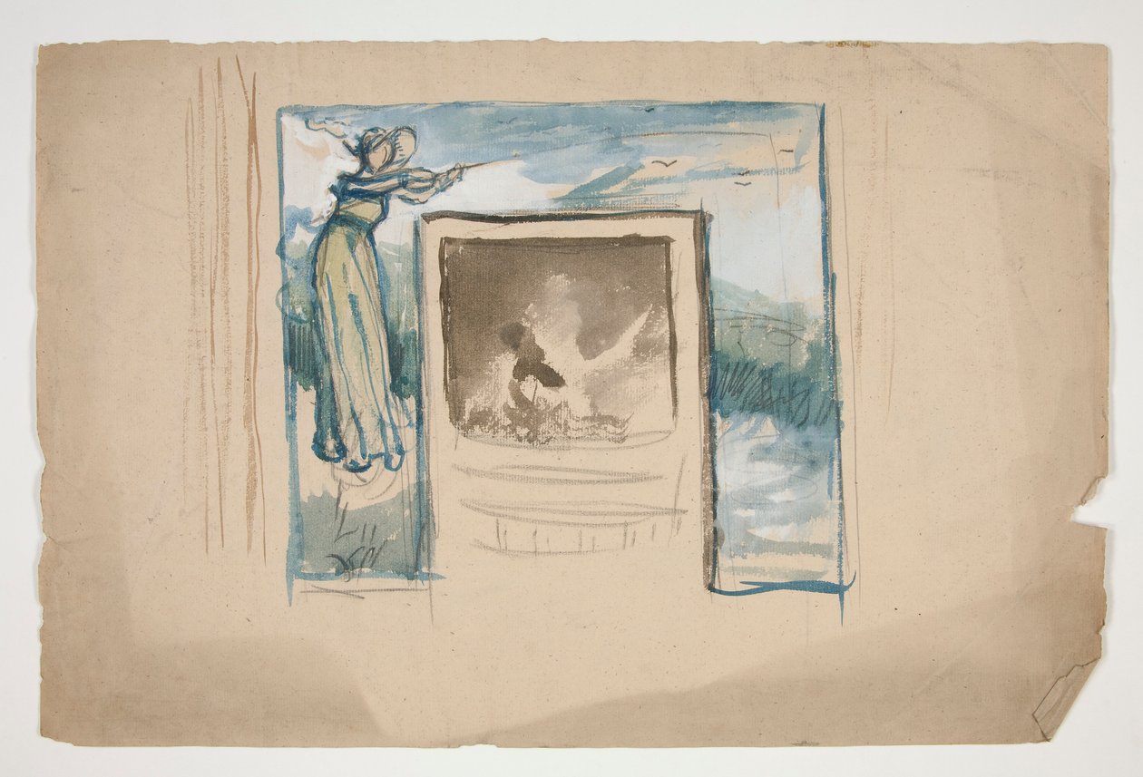 Alustava luonnos kaakelitakkareunukselle tekijältä Edwin Austin Abbey