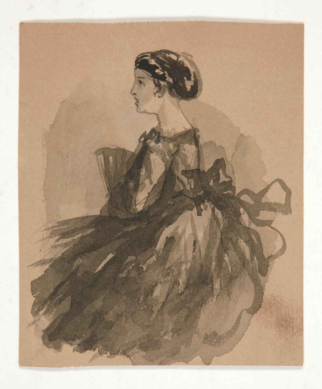 Istuvat naiset (recto); Viisi luonnosta päistä (käänteinen) tekijältä Edwin Austin Abbey