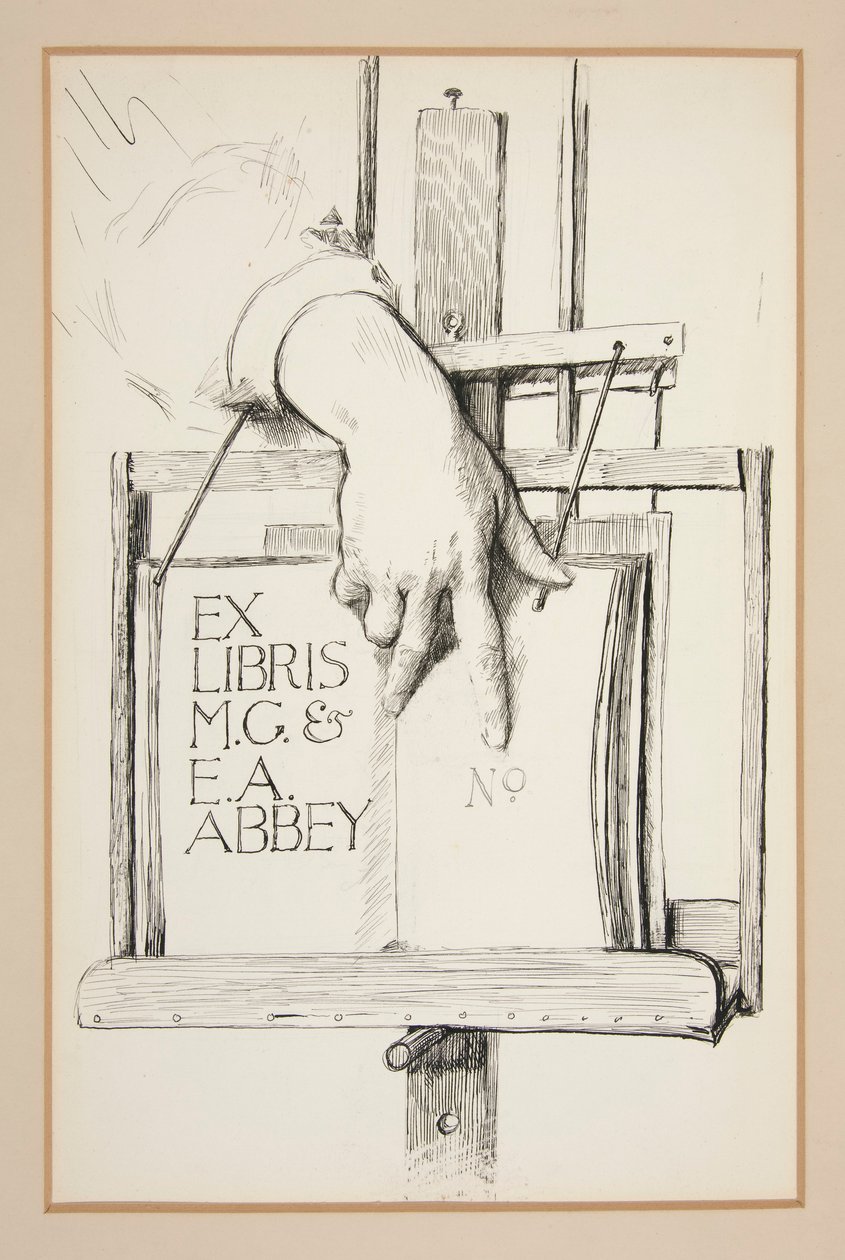 Luonnos Ex Librikselle: M.G. & E.A. Abbey tekijältä Edwin Austin Abbey