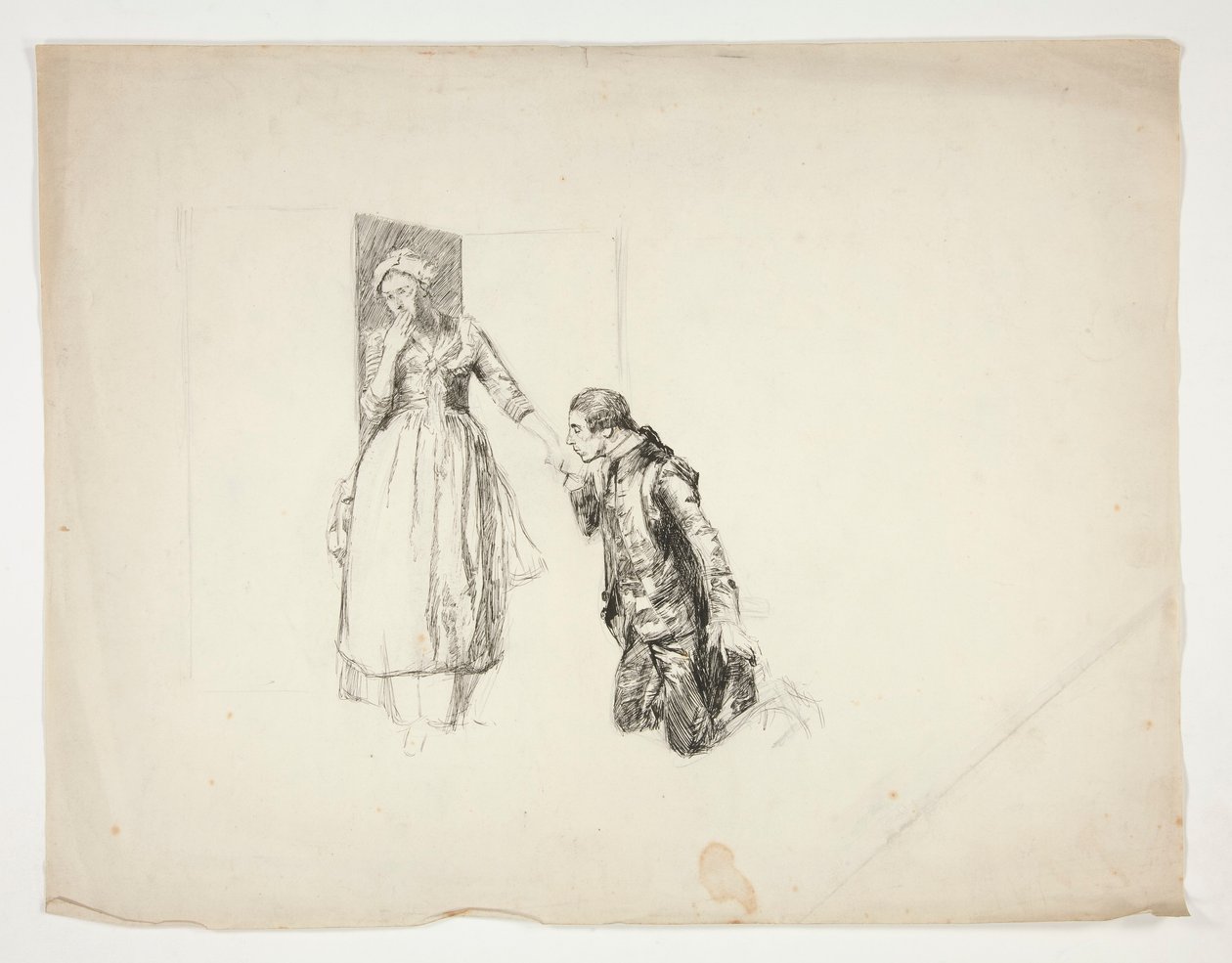 Luonnos Oliver Goldsmithille tekijältä Edwin Austin Abbey